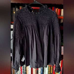 Maeve by Anthropology Ruffle Sleeved High Collar Blouse